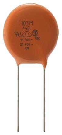 Vishay 440L SLCC Keramikkondensator, 10nF, 500V ac, Y5U, Durchsteckmontage, ±20%, 21.6 (Dia.) x 53.6mm