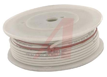 Alpha Wire Einzeladerleitung 0,75 mm², 18 AWG 30.5m Weiß Silikon isoliert Ø 4.06mm 19/0,25 mm Litzen UL3239