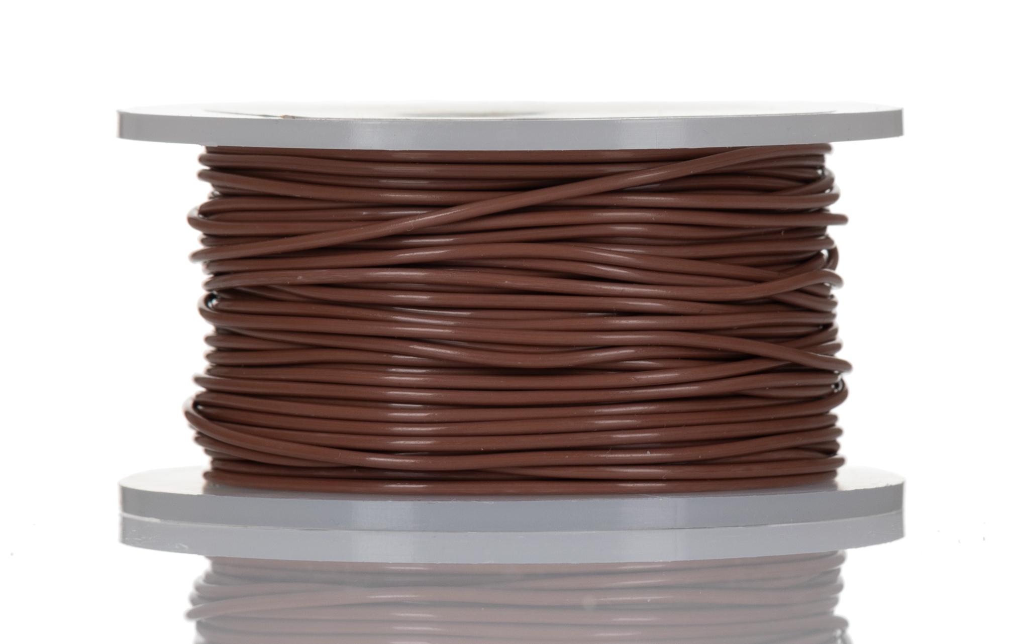 Produktfoto 1 von Alpha Wire Einzeladerleitung 0.35 mm², 22 AWG 30m Braun PTFE isoliert Ø 1.27mm 7/0,25 mm Litzen UL1213