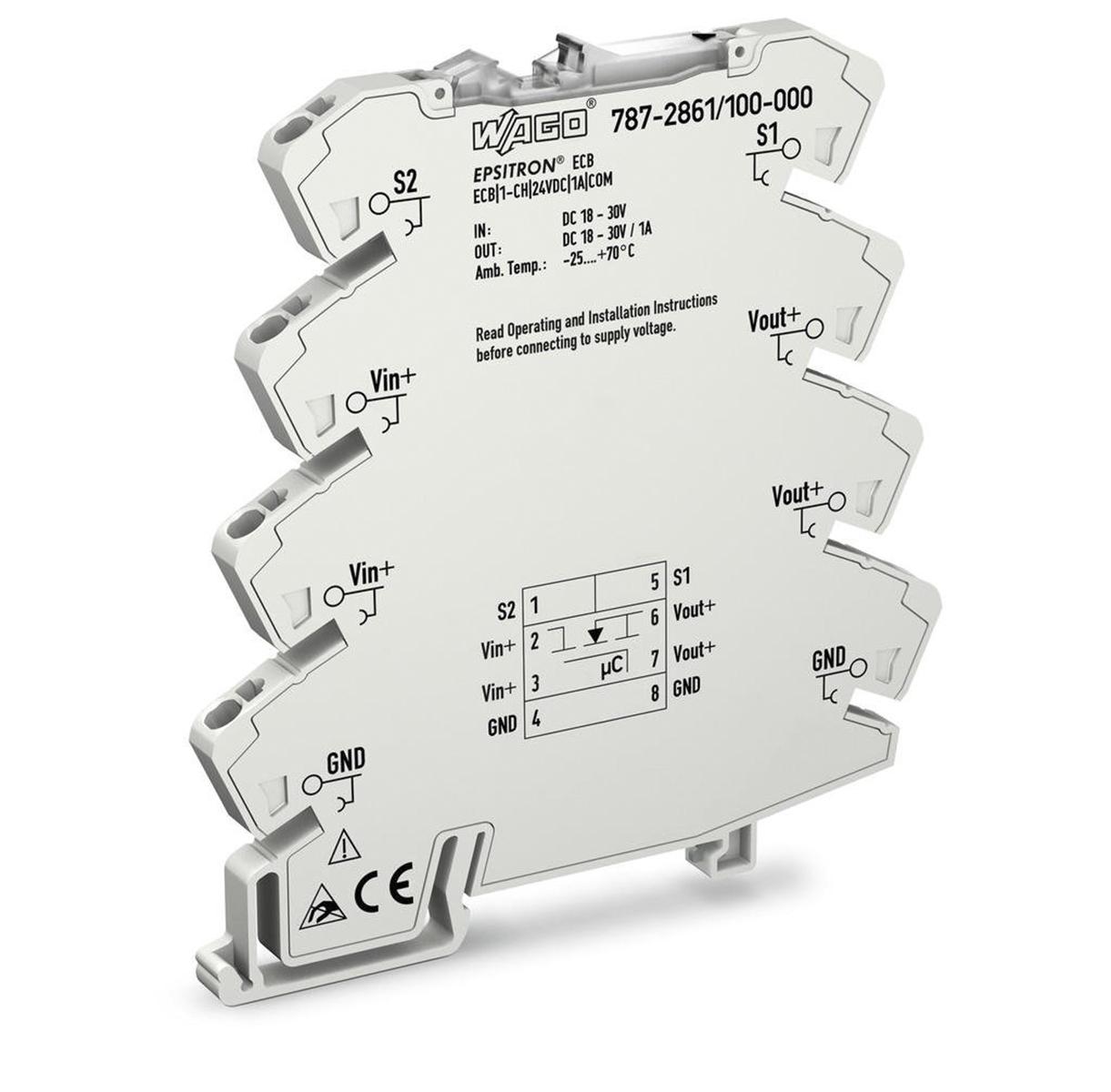 Wago 787-2861 EPSITRON Elektronischer Trennschalter 1, 1A 15 A 30V, DIN-Schienen-Montage L. 94mm x 6mm