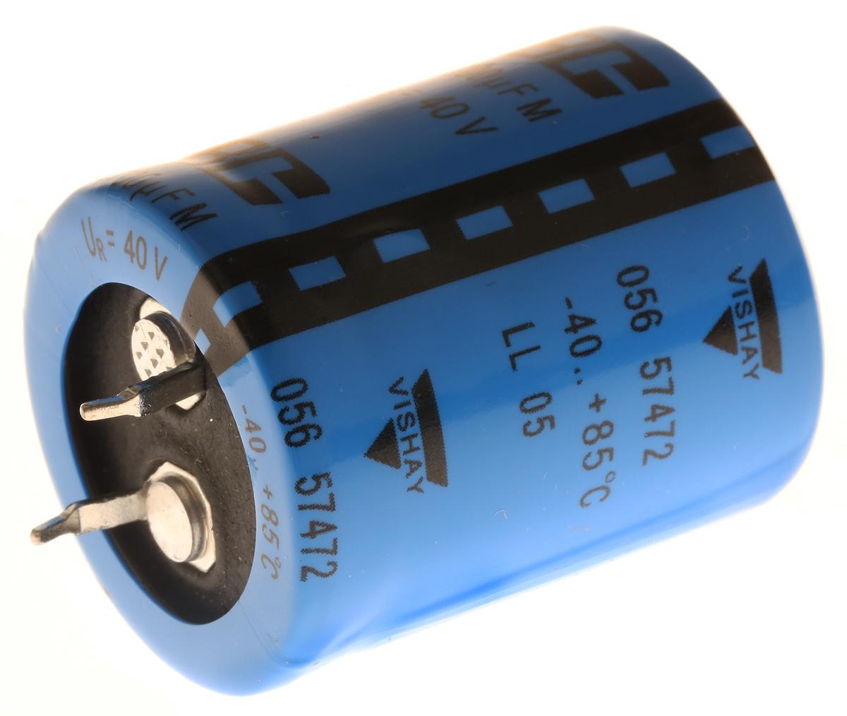 Produktfoto 1 von Vishay 056 PSM-SI Snap-In Aluminium-Elektrolyt Kondensator 4700μF ±20% / 40V dc, Ø 25mm x 30mm, +85°C