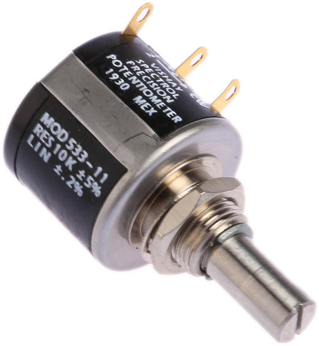 Vishay 533, Tafelmontage 3-Gang  Dreh Potentiometer 10kΩ ±5% / 1W , Schaft-Ø 6,35 mm