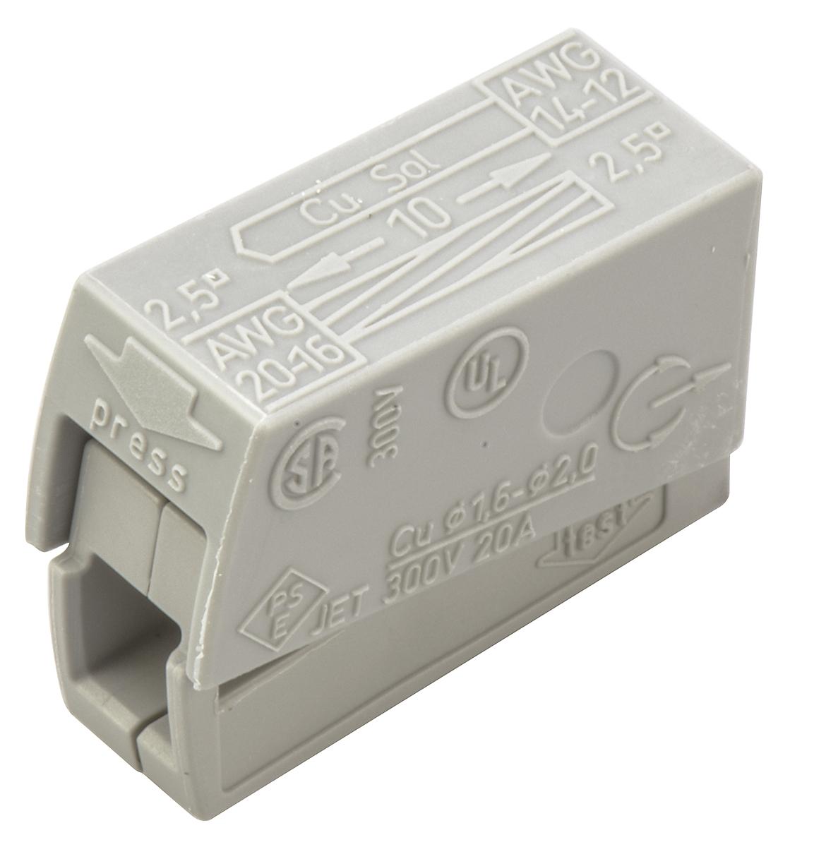 Produktfoto 1 von Wago 224 Leuchtensteckverbinder, Stecker, 24A, Grau, 0.5 → 2.5 mm²