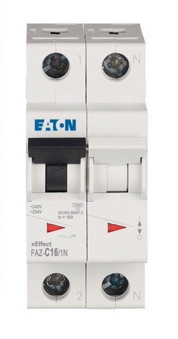 Produktfoto 1 von Eaton Eaton Moeller MCB Leitungsschutzschalter Typ C, Pol 1P+N 16A 240V, Abschaltvermögen 10 kA xEffect