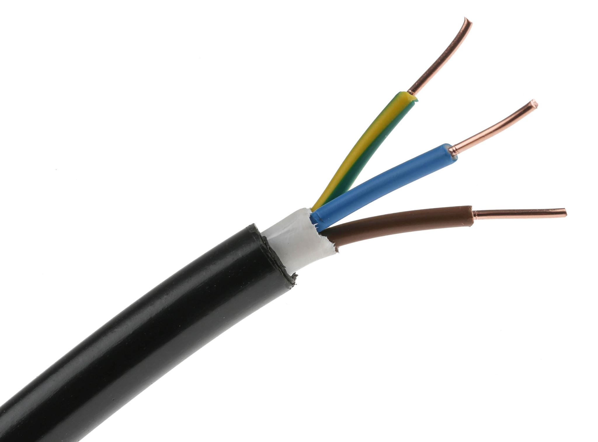 Produktfoto 1 von RS PRO Netzkabel, 3-adrig Typ NYY-J Schwarz x 1,5 mm² 50m, 1 kV, PVC