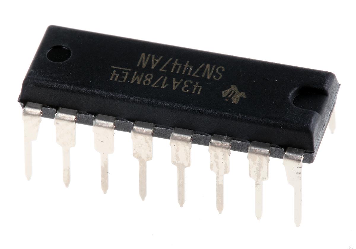 Produktfoto 1 von Texas Instruments Decoder THT PDIP 16-Pin 19.3 x 6.35 x 4.57mm